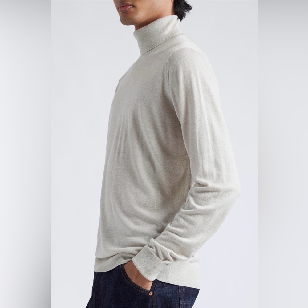 MEN’S John Smedley 100% Wool Cream Turtleneck Sweater